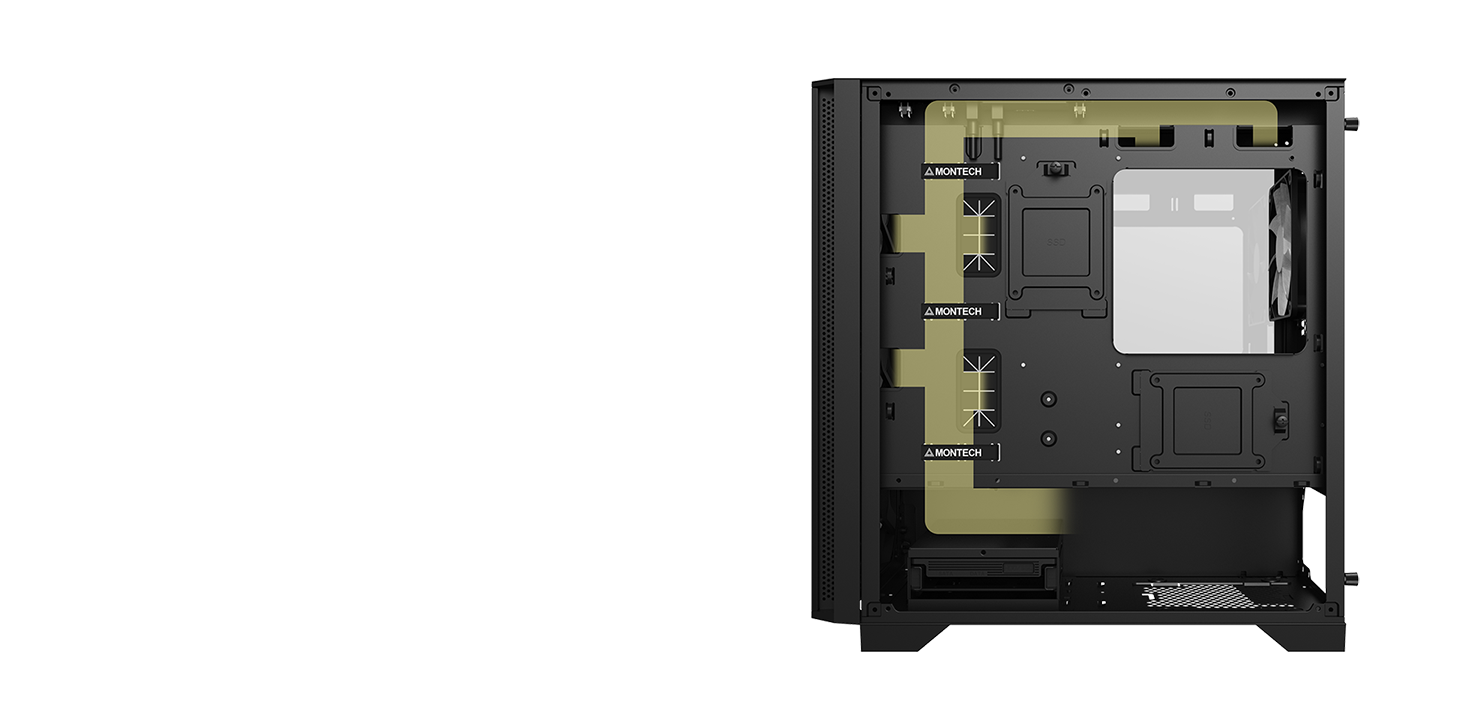 Montech AIR 100 LITE MICROATX Tower with Two Silent Fans Pre Installed
